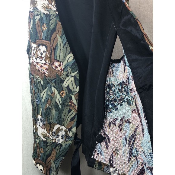 CABIN CREEK Vest Tapestry Puppy Dog Equestrian Hunting Size Med Petite Women's - Picture 15 of 15